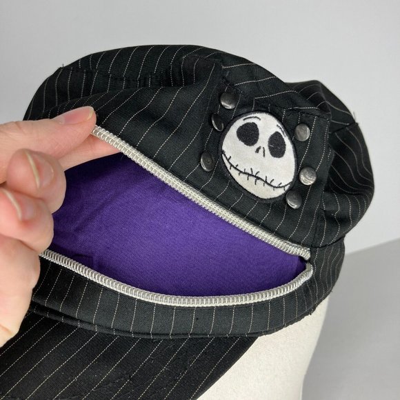 Disney Nightmare Before Christmas Zipper Pocket Black Pinstripe Jack Hat - Picture 6 of 12